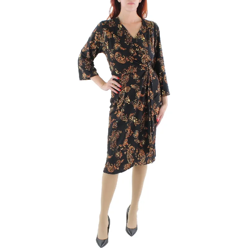 Signature By Robbie Bee Womens Plus Knit Printed Fit & Flare Dress