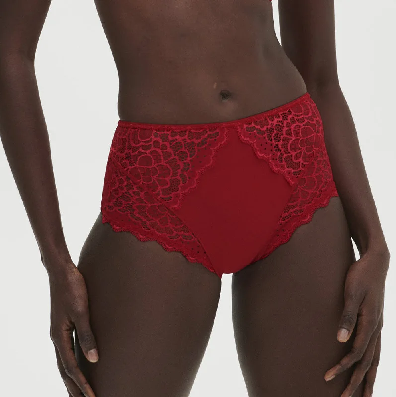 Simone Perele Caresse Tango Red Lace High Waist Brief Panty 12A770