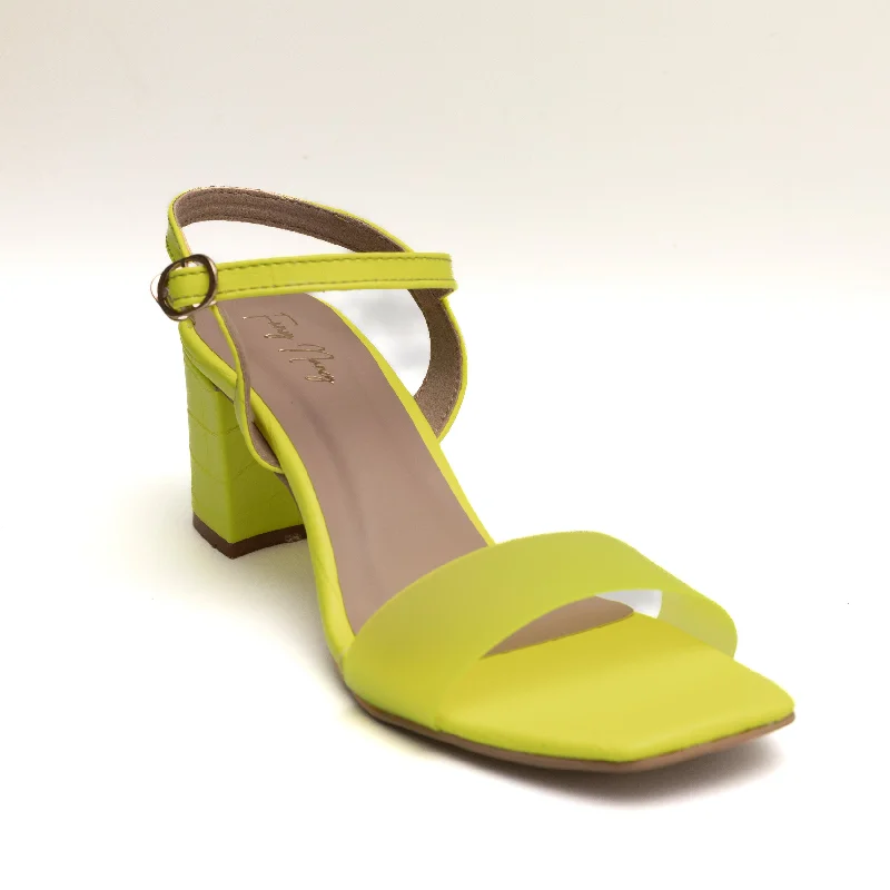 Smokey Buckle Strap Mules - Neon Green