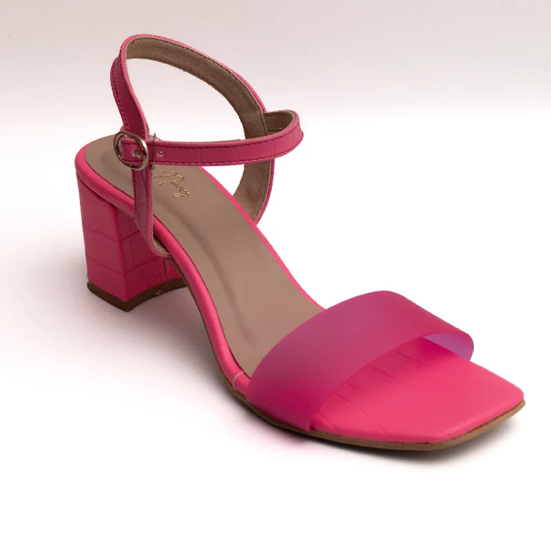 Smokey Buckle Strap Mules - Neon Pink