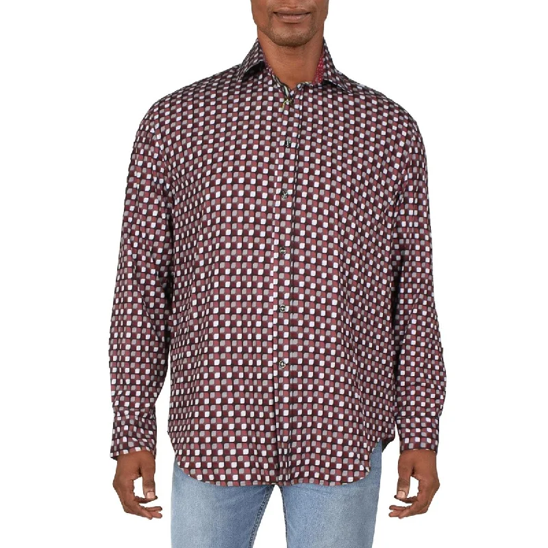 Society of Threads Mens Printed Collared Button-Down Shirt