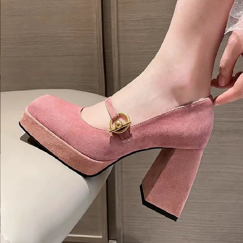 Sohiwoo Mary Jane Shoes on Heels Women's Autumn  Pumps Platform Chunky Elegant Model Wedding Shoe Vintage Woman Dress Urban Trendyol