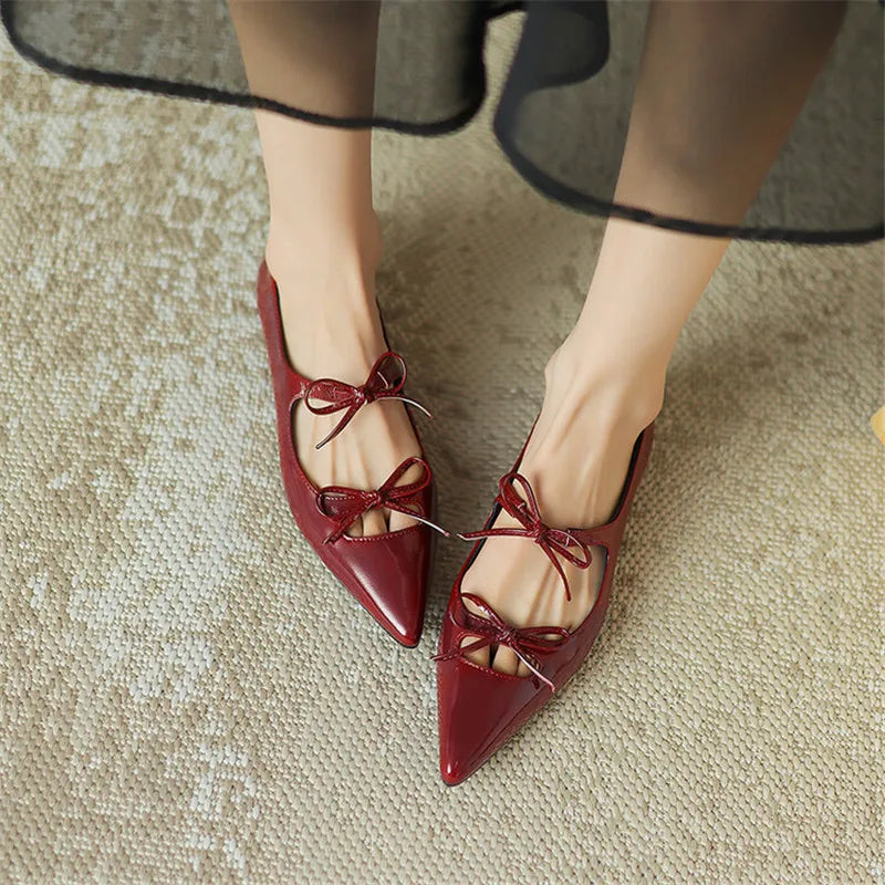 Sohiwoo New Spring/Autumn Pointed Toe Women Pumps Patent Leather Low Heels Shoes for Women Comfortable Mary Jane Shoes Ladies Shoes