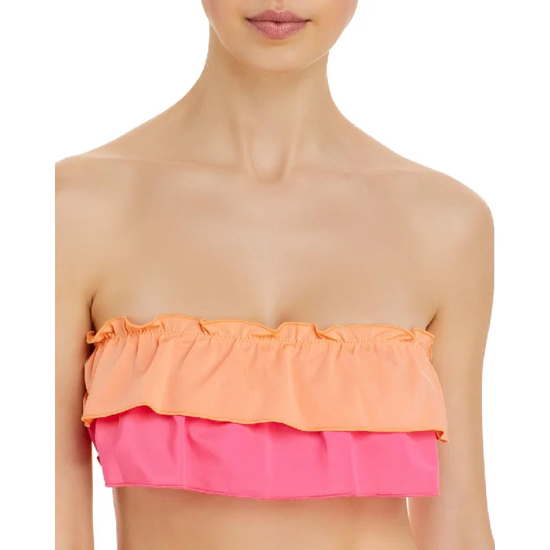 Solid & Striped Womens Kaia Ruffled Bandeau Swim Top Separates