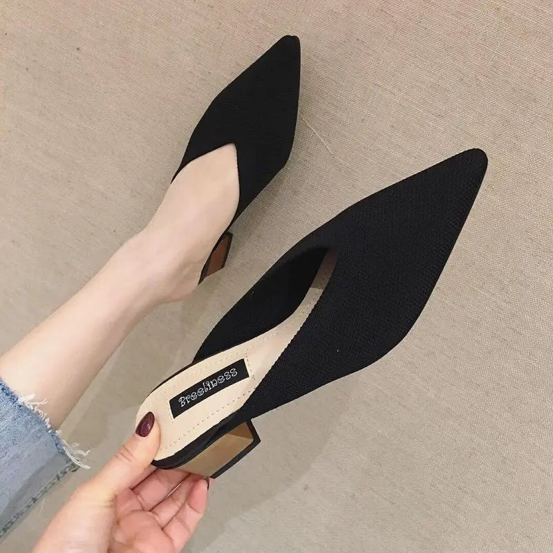 Heel Slides Pointed Toe Shoes Mules Women's Slippers and Ladies