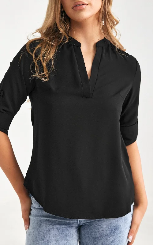 women's top casual -Tapioca Top - Black