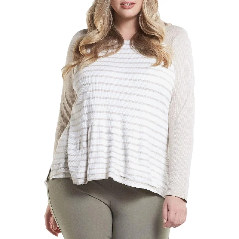 Tart Collections Meagan Women's Plus Size Striped Criss-Cross Long Sleeve Top