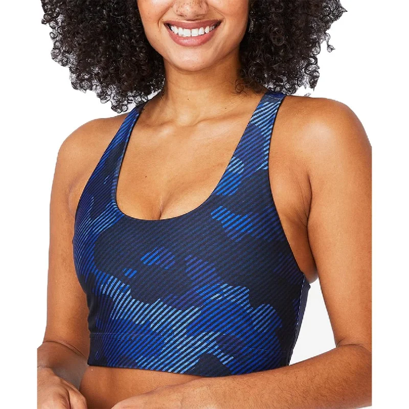 Terez Women's Printed Reversible Scoopneck Racerback Activewear Sports Bra