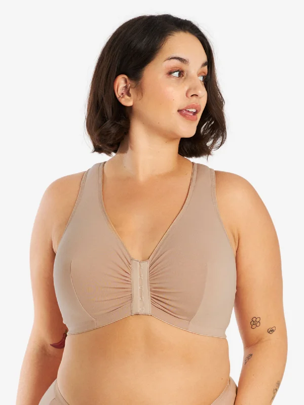 The Indy - Cotton Front-Closure Lace Racerback Bra