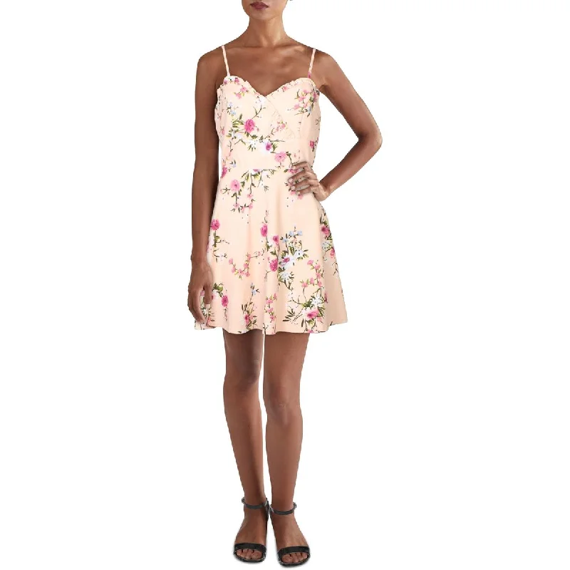 Trixxi Womens Juniors Floral A-Line Fit & Flare Dress