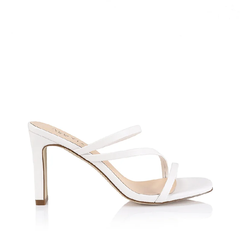 Kipper Block Heel Mules - White Smooth