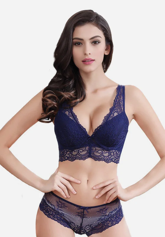 Norvena Deep V Lace Bra Set