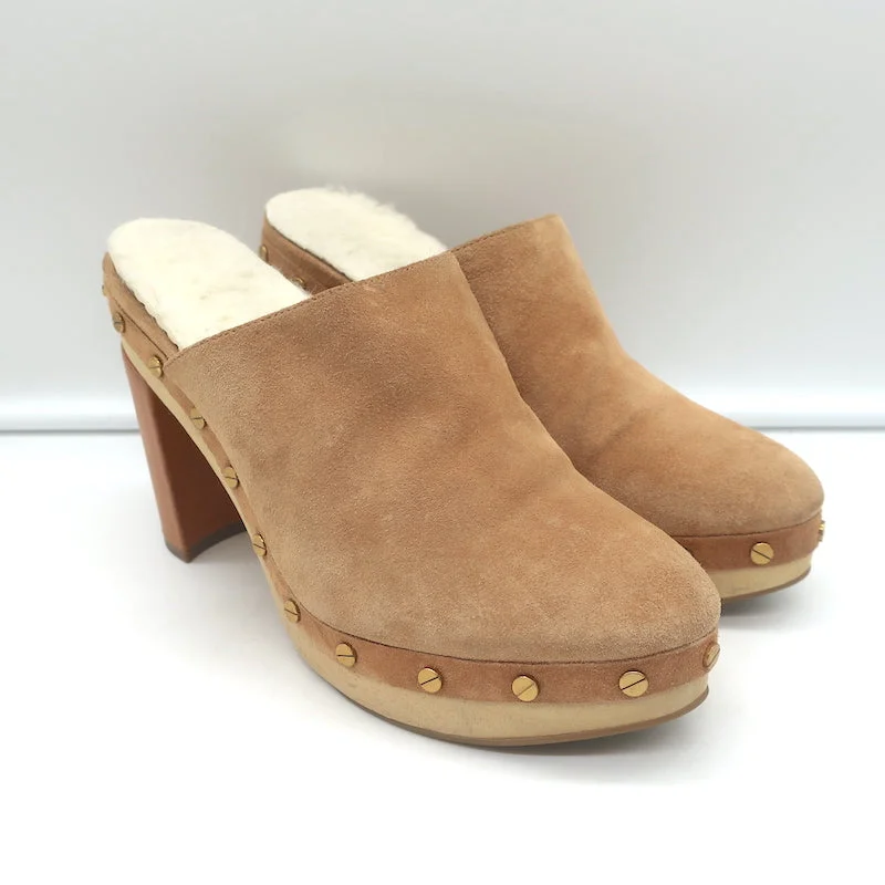 Veronica Beard Grita Clogs Tan Suede Size 6 Platform Mules