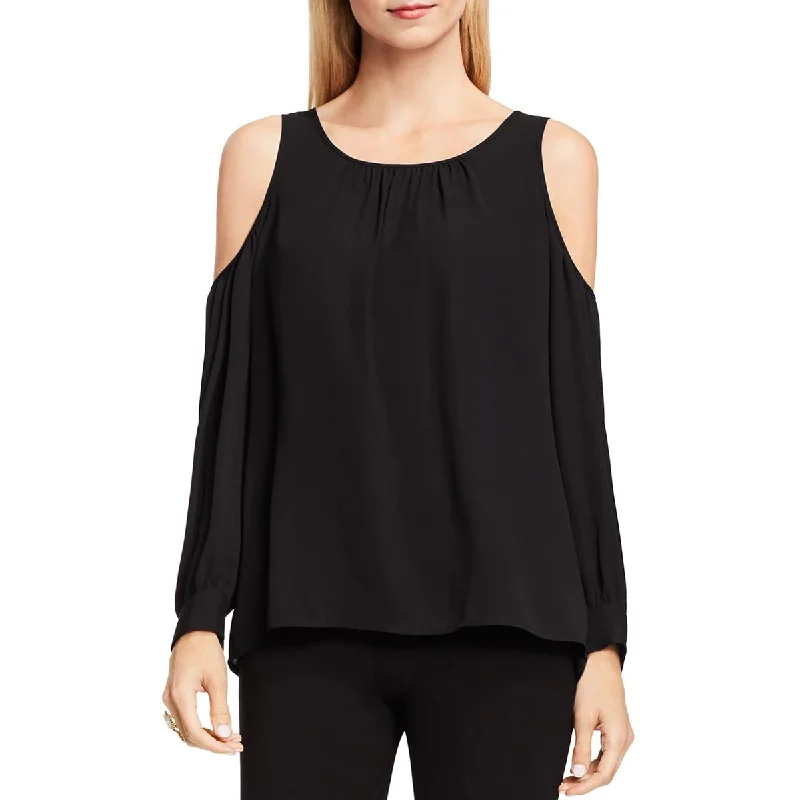 Vince Camuto Womens Cold Shoulder Hi-Low Peasant Top