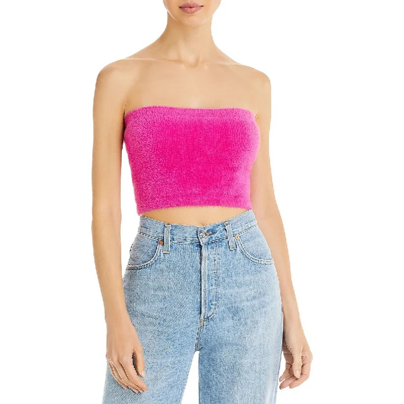 WAYF Womens Tube Top Faux Fur Strapless Top