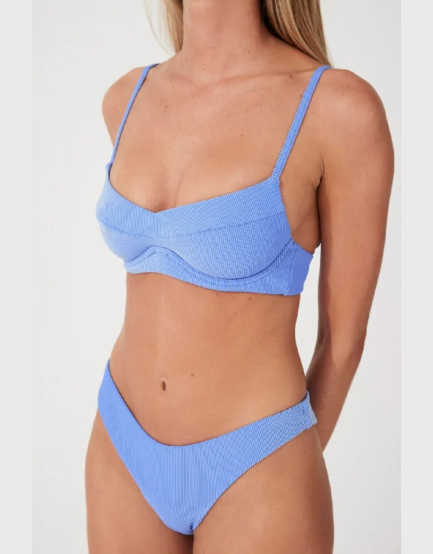 Sky Stripe Rib Balconette Bra Cup Bikini Top