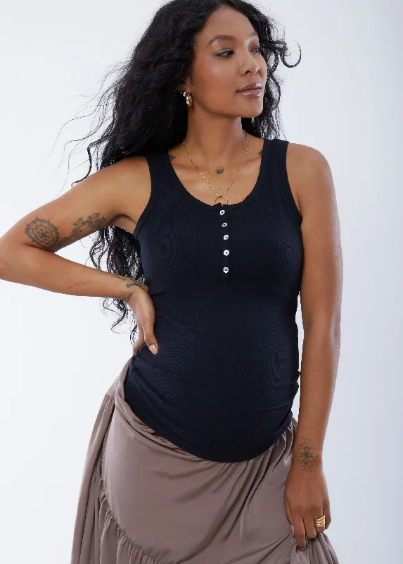 Rib Henley Maternity + Nursing Tank