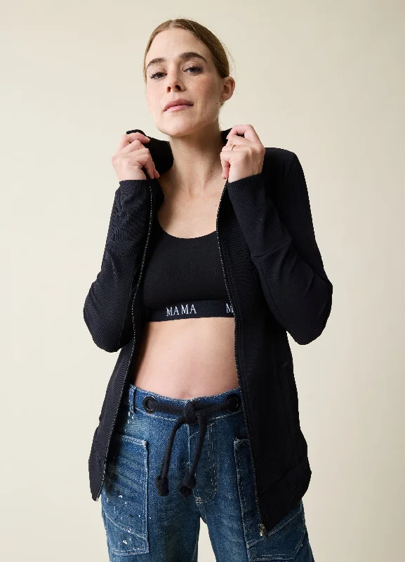 Active Maternity Rib Side Zip Jacket Black