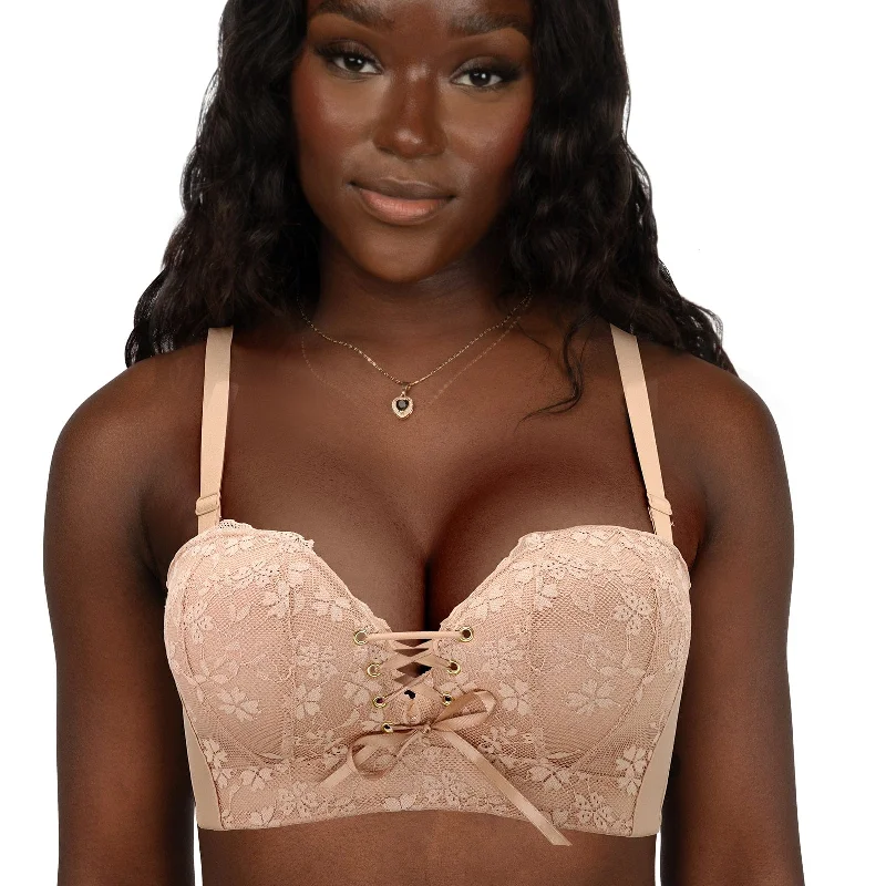 "Add Two Cups" Lace Wirefree Push Up Bra For Women