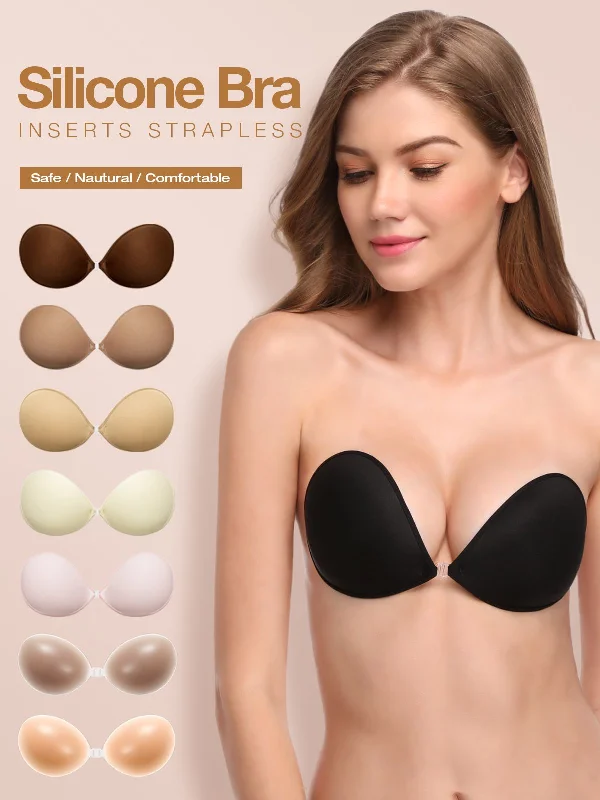 Adhesive Push-up Reusable Self Silicone Bra Inserts Black