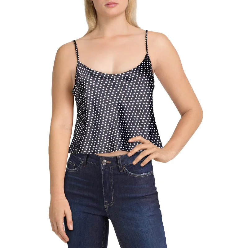 women's top beachwear -Aqua Womens Polka Dot Short Crop Top