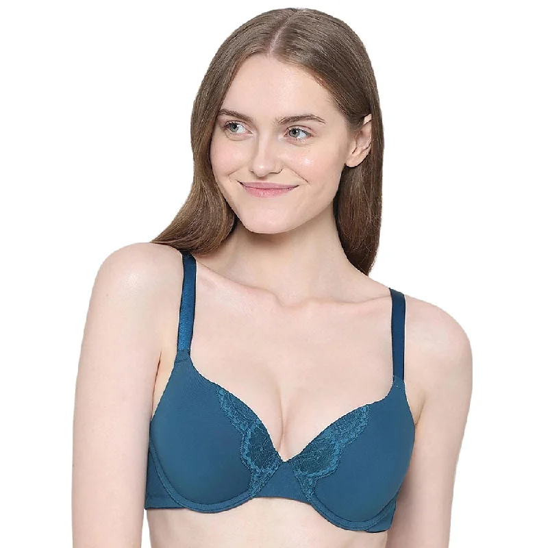 BASICS Lite Push Up Padded Wired Half Cup Everyday Wear Push-up Bra - Teal