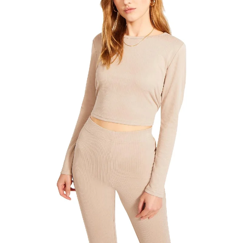 women's top eco-friendly -BB Dakota by Steve Madden Womens Cut-Out Long Sleeves Crop Top