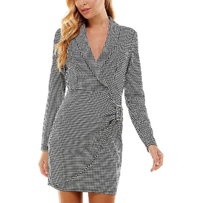 City Studios Womens Juniors Embellished Mini Wrap Dress