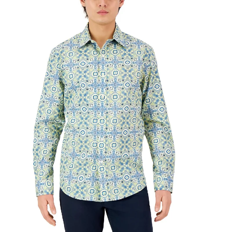 Club Room Mens Cotton Printed Button-Down Shirt