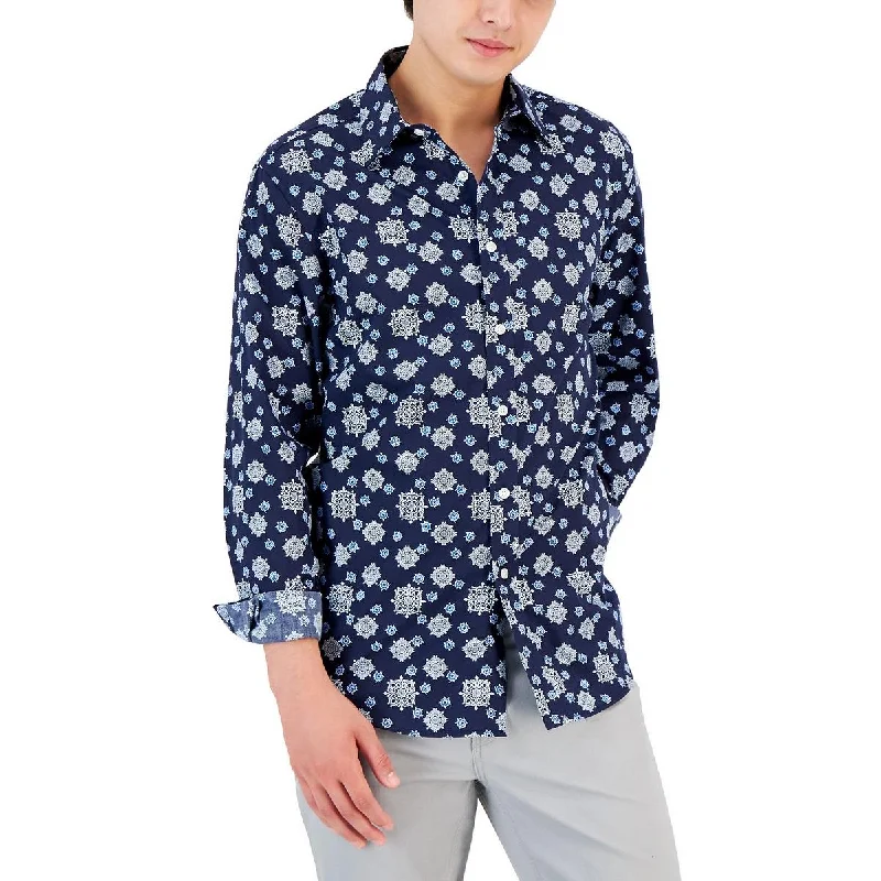 Club Room Mens Geometric Medallion Button-Down Shirt