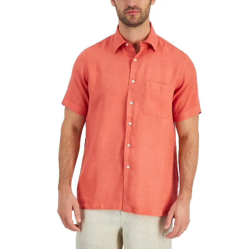 Club Room Mens Linen Collared Button-Down Shirt