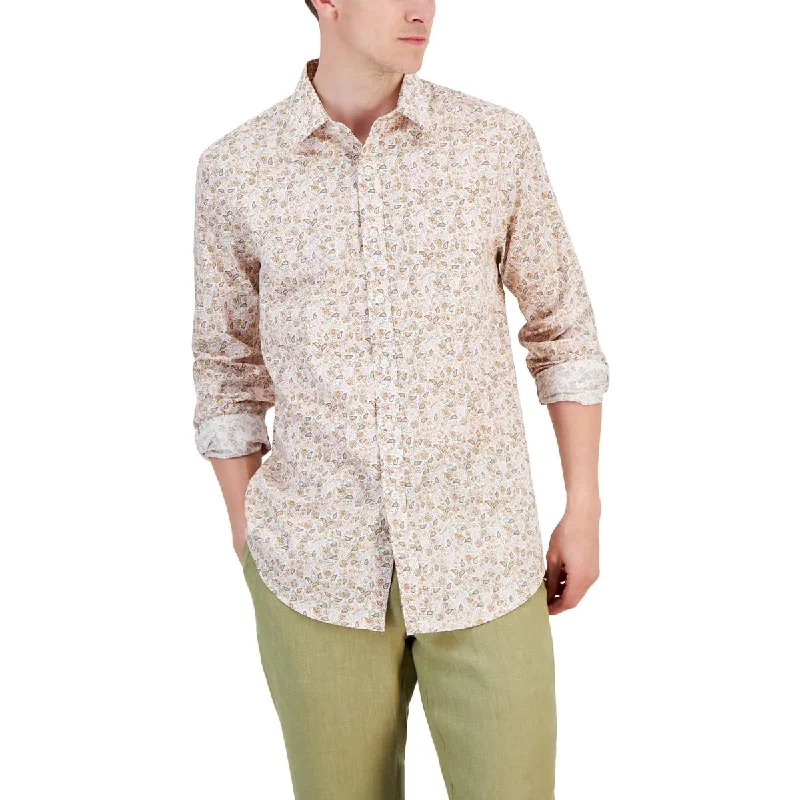 Club Room Mens Paisley Stretch Button-Down Shirt