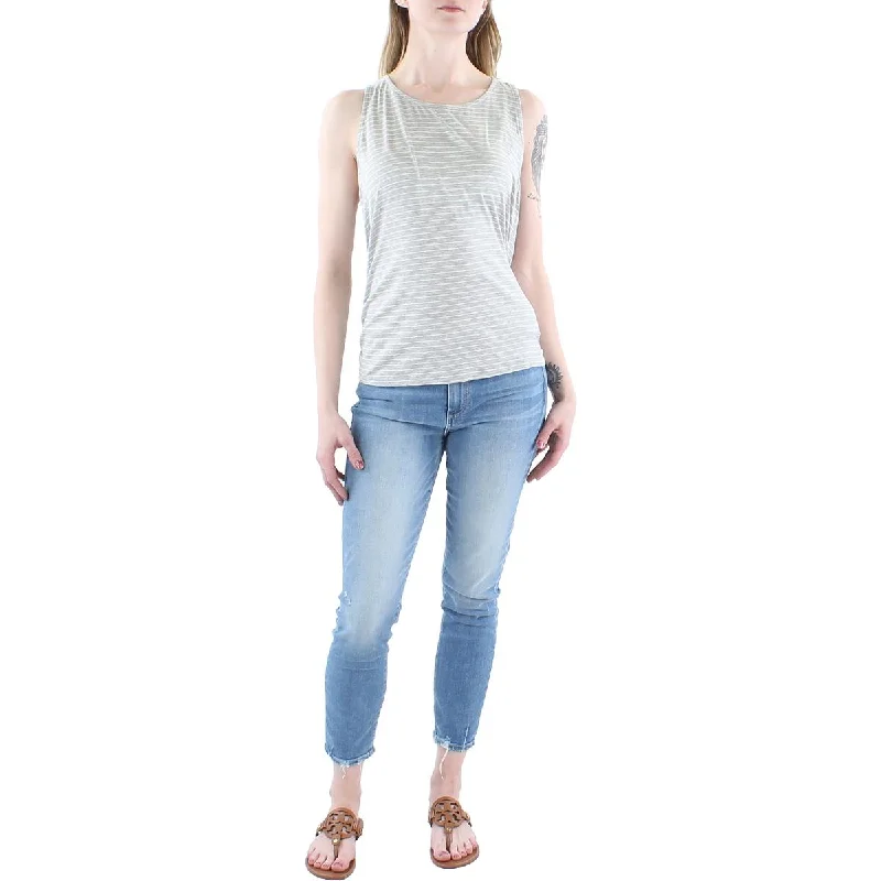 women's top minimalistic -Coin 1804 Womens Plus Ruched Sides Crewneck Tank Top