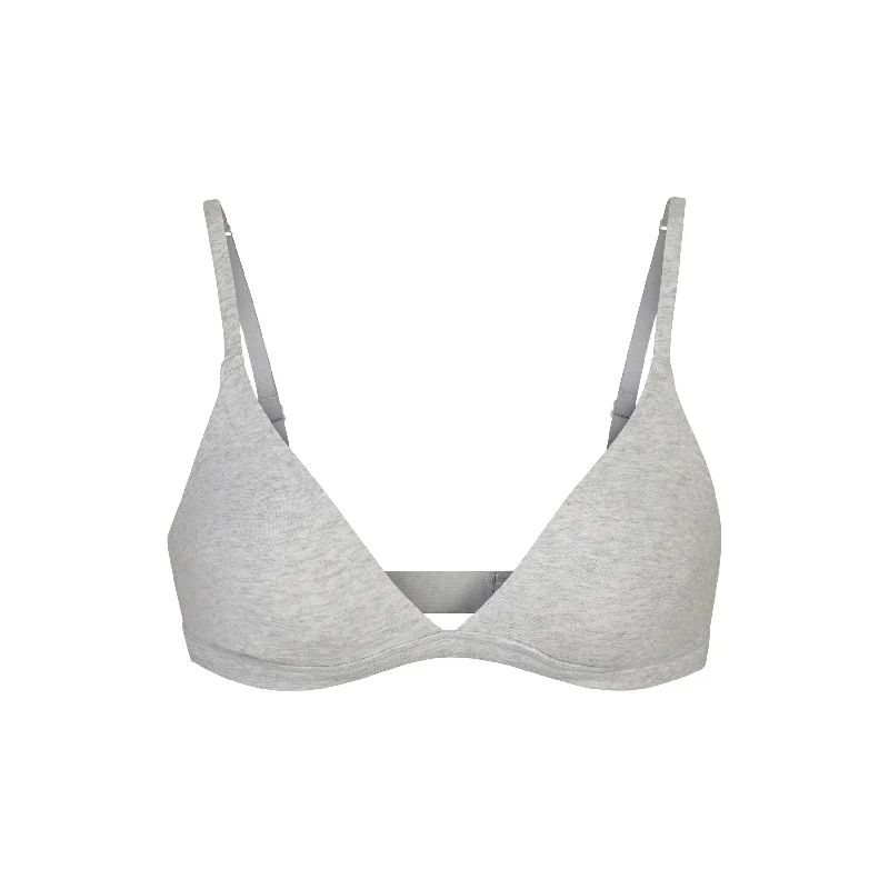 COTTON JERSEY TRIANGLE BRALETTE | LIGHT HEATHER GREY