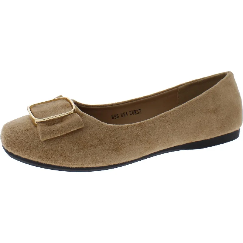 CREPUSCOLO Womens Faux Suede Slip-On Ballet Flats