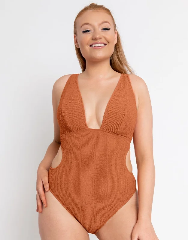 Curvy Kate Holiday Crush Non Wired Plunge Swimsuit Rust