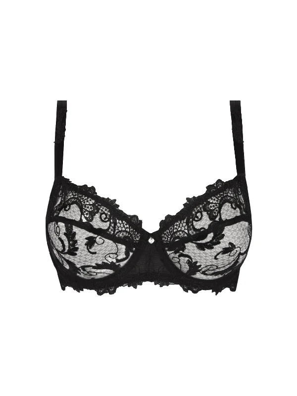 Dressing Floral D+ Demi Cup Bra In Black - Lise Charmel