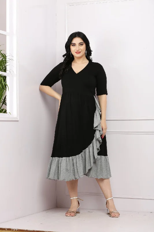 Ebony Maternity & Nursing Frill Wrap Dress