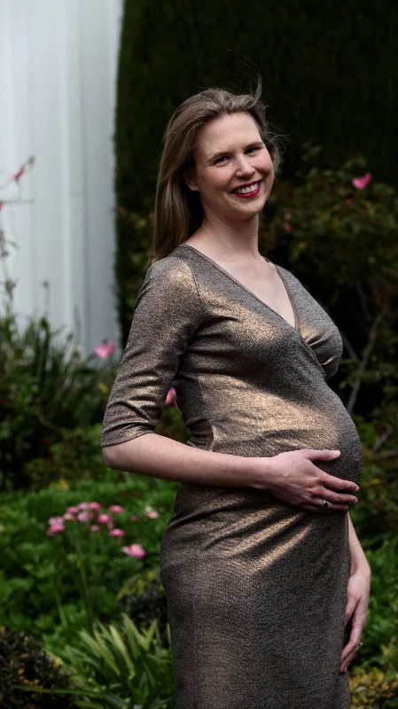 Elaline Maternity Wrap Dress Gold