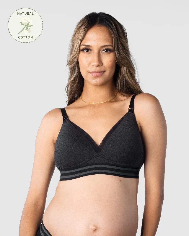 ELEVATE COTTON GREY MARLE T-SHIRT NURSING BRA - WIREFREE