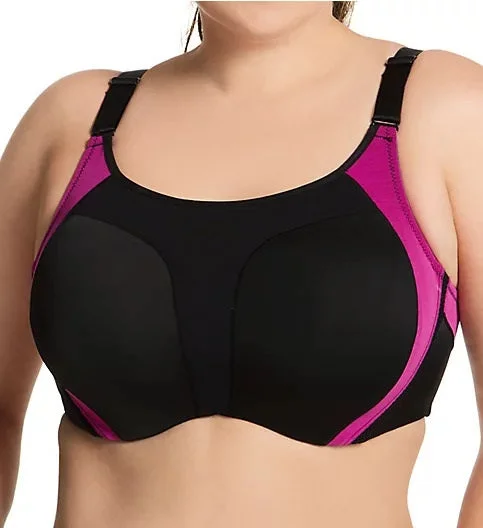 Elila Black and Fuchsia Microfiber Sports Bra 2511