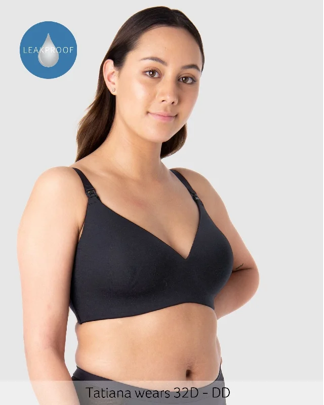 EMBRACE LEAKPROOF BLACK T-SHIRT NURSING BRA - WIREFREE