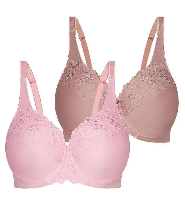 EMBROIDERED MINIMISER TWIN PACK UNDERWIRED BRA