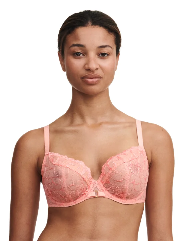 Fleurs Lace Unlined Plunge Bra In Candlelight Peach - Chantelle