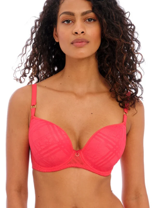 Freya Fatale Molded Bra Underwire Plunge Bra in Chilli Red | Red Molded Plunge T-Shirt Bra Bras