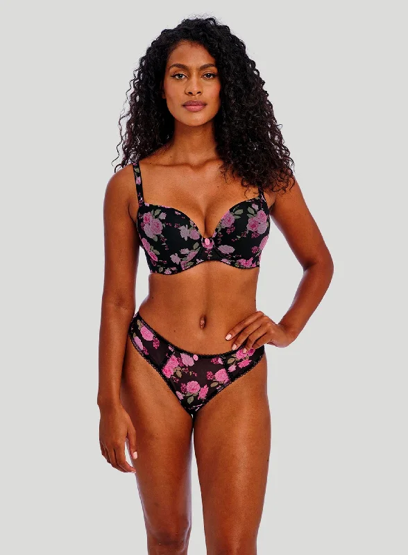 Freya: Rose Blossom Underwired Moulded T Shirt Bra Black Rose