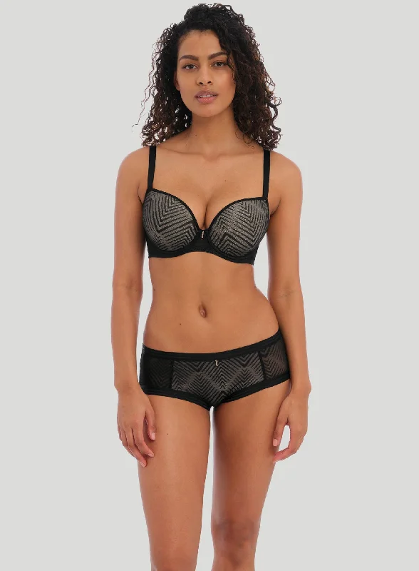 Freya: Tailored Smooth Moulded Plunge Underwired Bra Black