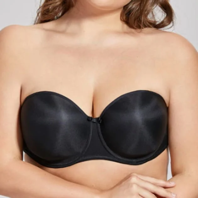 Full Figure Seamless Lined Multiway Black Strapless Bra