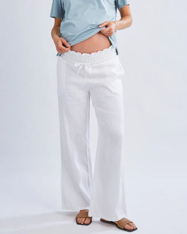 Giulia Maternity Linen Pants in White