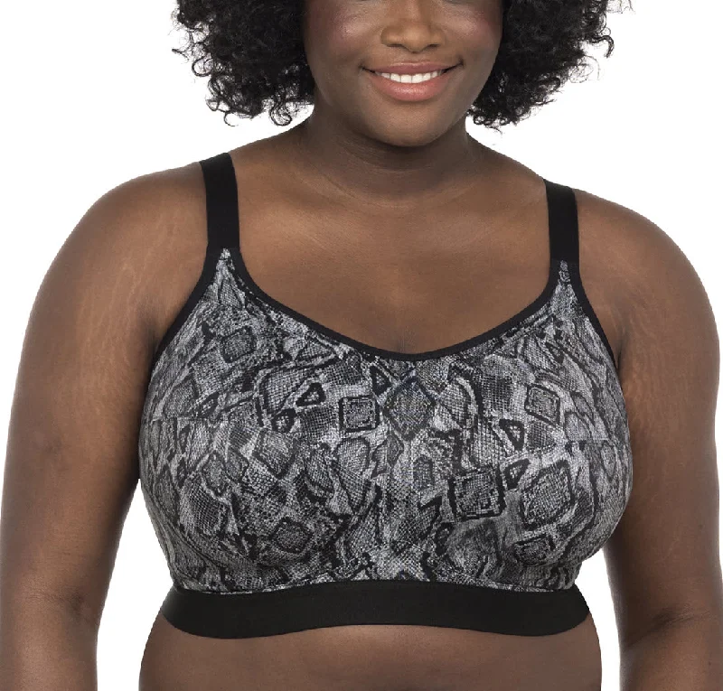 Goddess Soft Cup Black Snake Wireless Unlined Sports Bra 6912